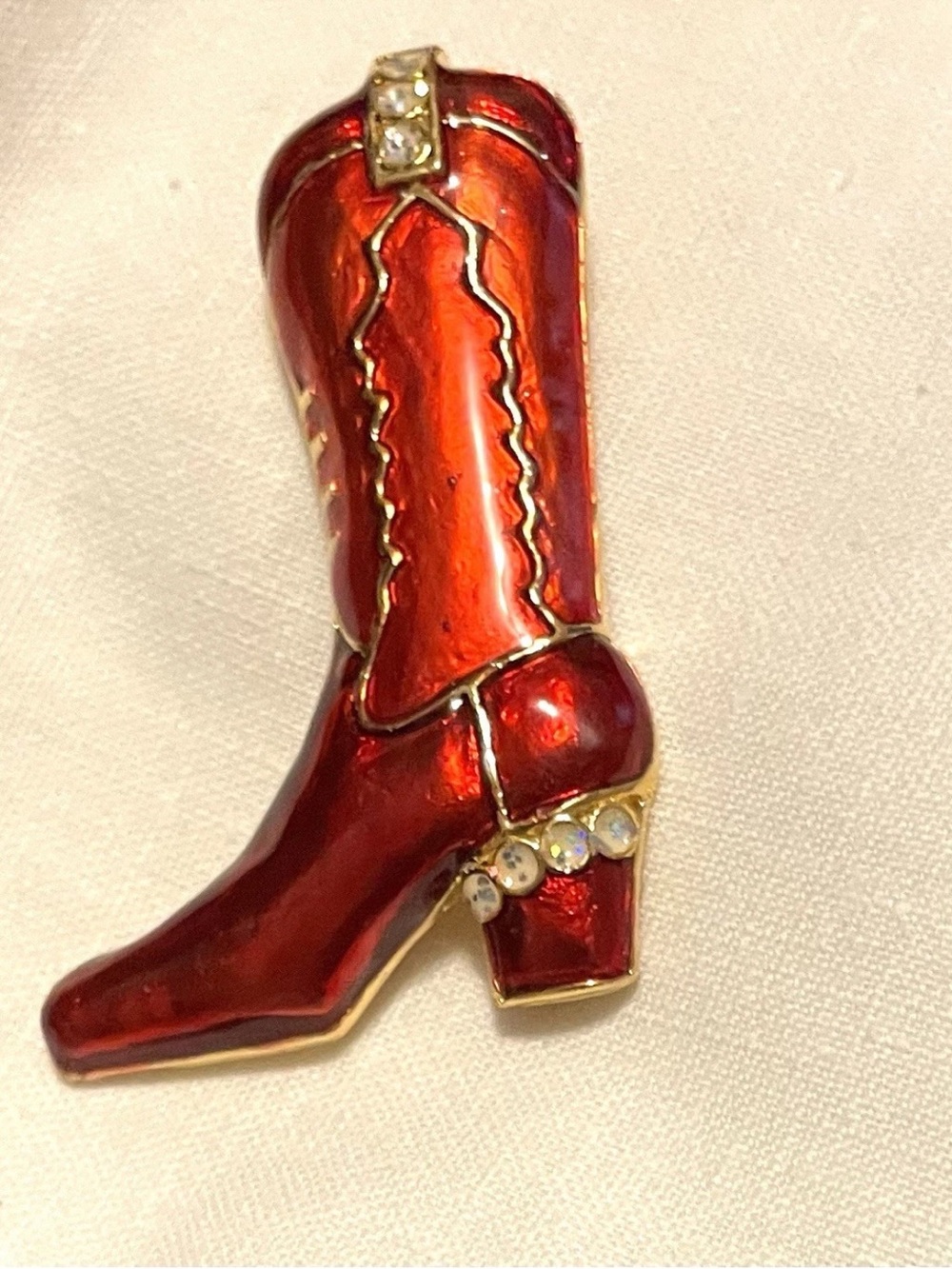 Red Women's Western Boot Pin Brooch